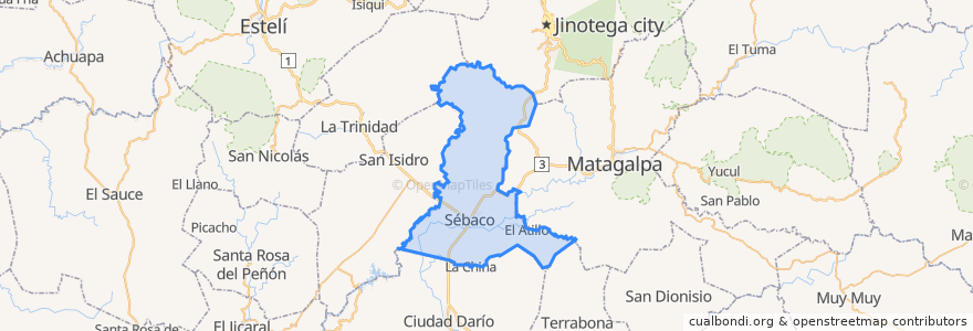 Mapa de ubicacion de Sébaco (Municipio).
