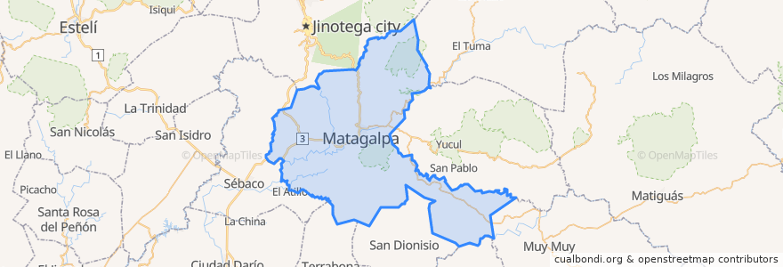 Mapa de ubicacion de Matagalpa.