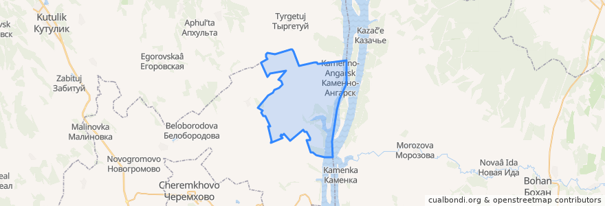 Mapa de ubicacion de Каменно-Ангарское сельское поселение.