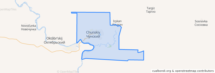 Mapa de ubicacion de Чунское городское поселение.