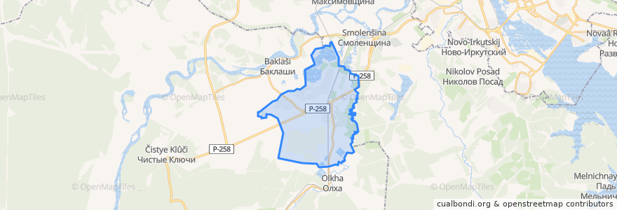 Mapa de ubicacion de Шелеховское городское поселение.