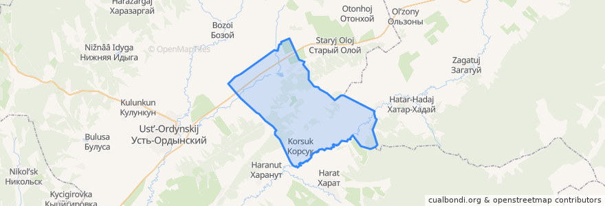 Mapa de ubicacion de Корсукское сельское поселение.