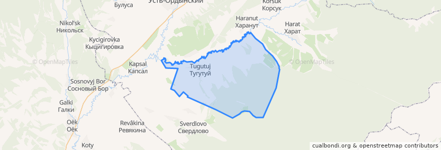 Mapa de ubicacion de Тугутуйское сельское поселение.