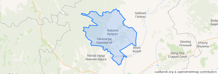 Mapa de ubicacion de Харазаргайское сельское поселение.