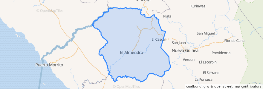 Mapa de ubicacion de El Almendro.