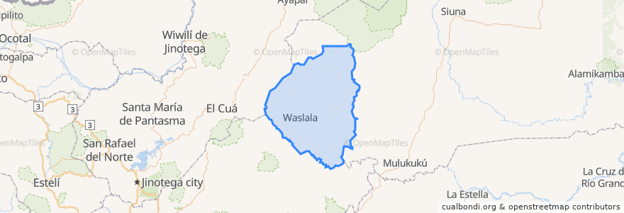 Mapa de ubicacion de Waslala.