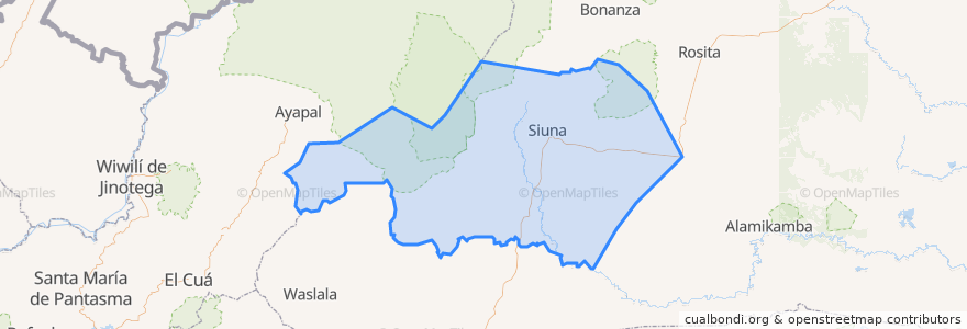 Mapa de ubicacion de Siuna.