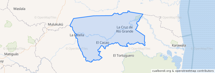 Mapa de ubicacion de La Cruz de Río Grande.