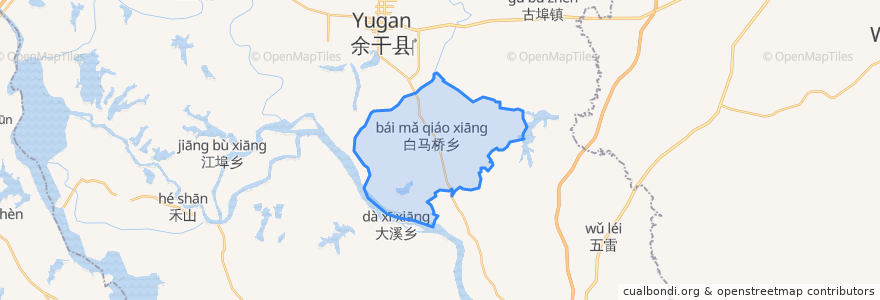 Mapa de ubicacion de 白马桥乡.