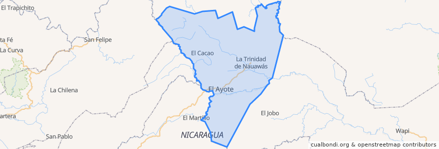 Mapa de ubicacion de El Ayote.