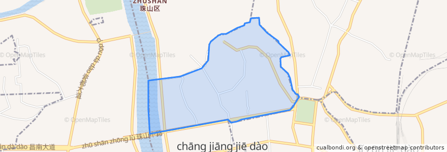 Mapa de ubicacion de Zhushan Subdistrict.