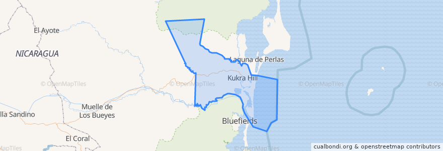 Mapa de ubicacion de Kukra Hill.