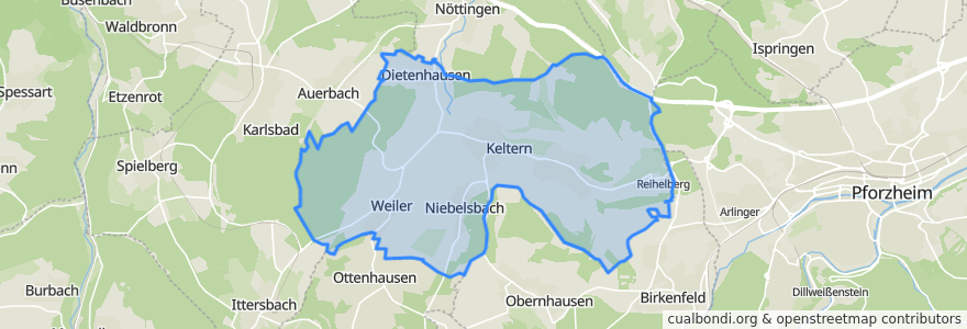 Mapa de ubicacion de Keltern.