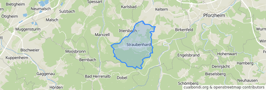 Mapa de ubicacion de Straubenhardt.