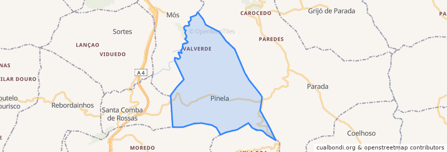 Mapa de ubicacion de Pinela.