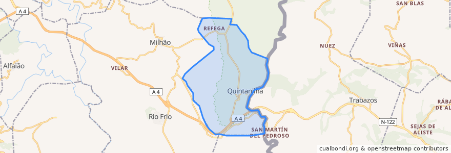 Mapa de ubicacion de Quintanilha.