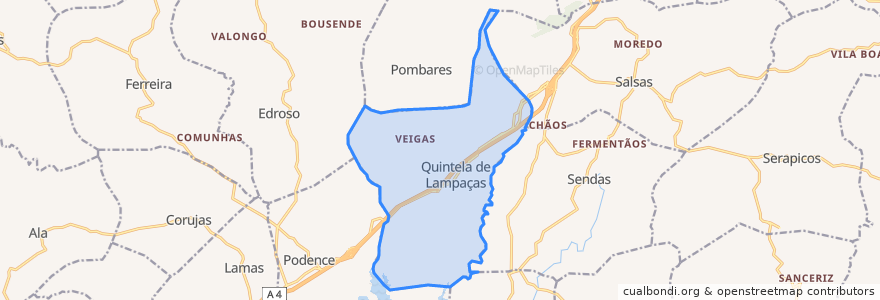 Mapa de ubicacion de Quintela de Lampaças.