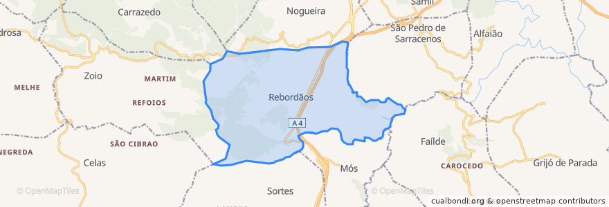 Mapa de ubicacion de Rebordãos.