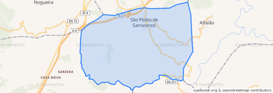 Mapa de ubicacion de São Pedro de Sarracenos.