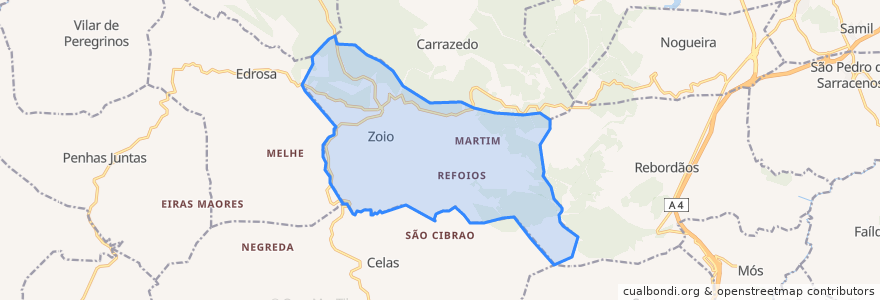 Mapa de ubicacion de Zoio.