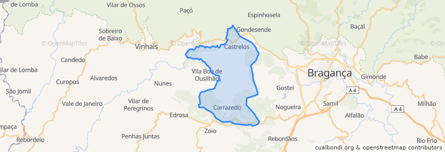 Mapa de ubicacion de Castrelos e Carrazedo.