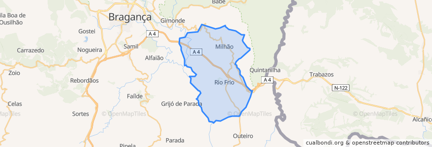 Mapa de ubicacion de Rio Frio e Milhão.