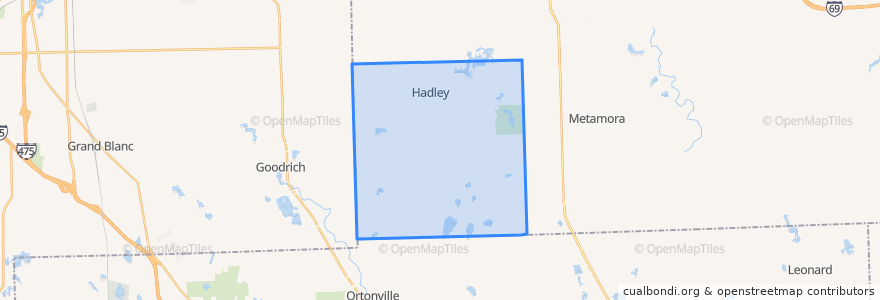 Mapa de ubicacion de Hadley Township.