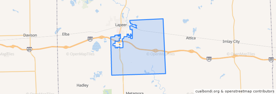 Mapa de ubicacion de Lapeer Township.