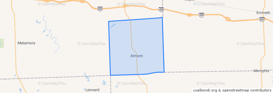 Mapa de ubicacion de Almont Township.