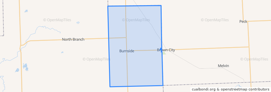 Mapa de ubicacion de Burnside Township.