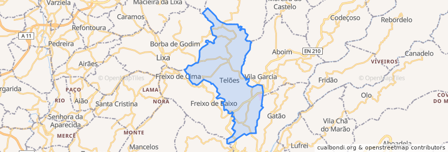 Mapa de ubicacion de Telões.