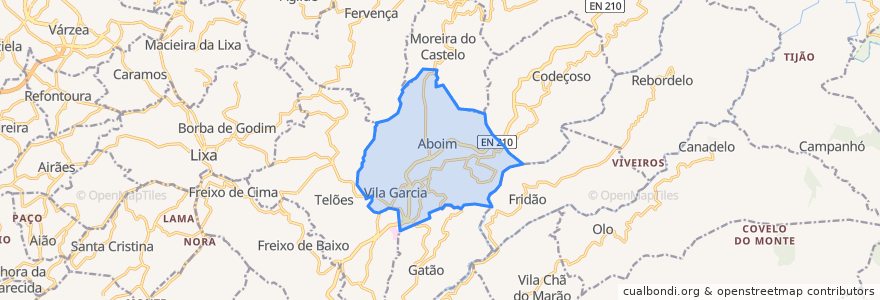 Mapa de ubicacion de Vila Garcia, Aboim e Chapa.