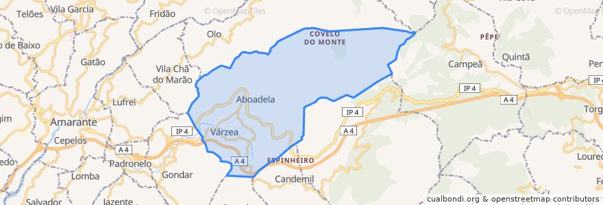 Mapa de ubicacion de Aboadela, Sanche e Várzea.