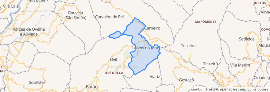 Mapa de ubicacion de Loivos do Monte.