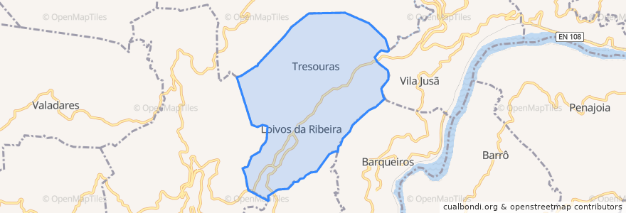 Mapa de ubicacion de Loivos da Ribeira e Tresouras.