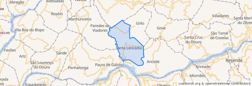 Mapa de ubicacion de Baião (Santa Leocádia) e Mesquinhata.