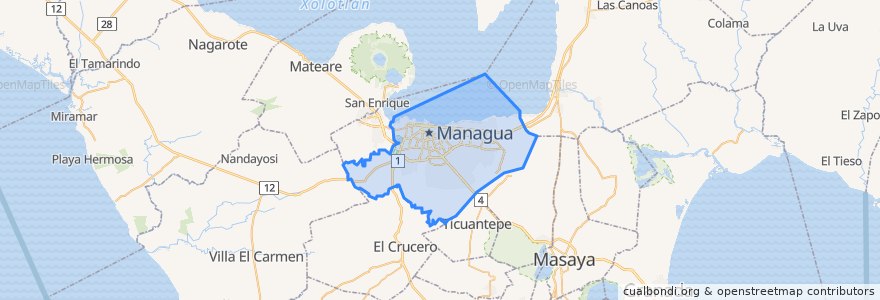 Mapa de ubicacion de Managua.