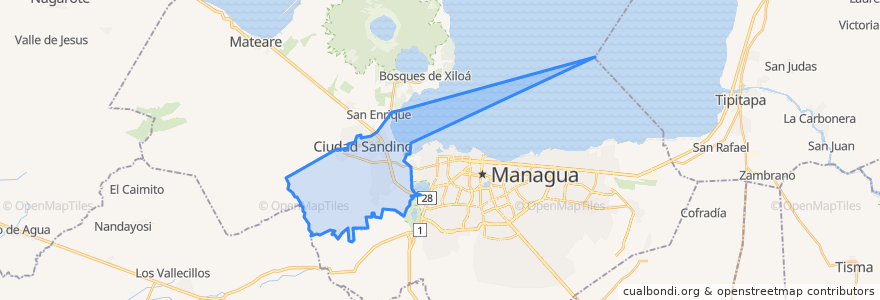 Mapa de ubicacion de Ciudad Sandino.