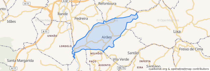 Mapa de ubicacion de Airães.