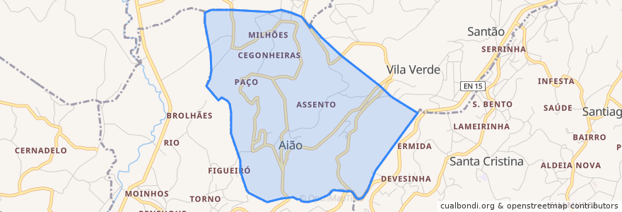 Mapa de ubicacion de Aião.