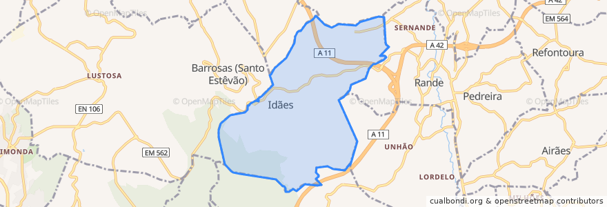 Mapa de ubicacion de Idães.