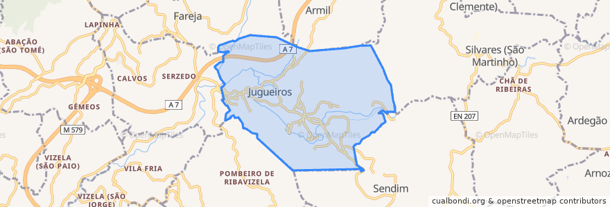 Mapa de ubicacion de Jugueiros.