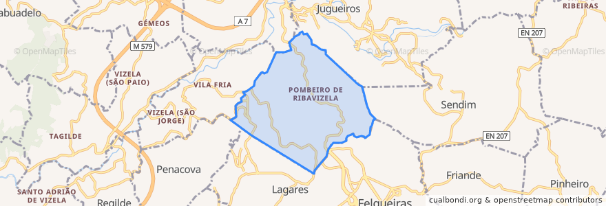 Mapa de ubicacion de Pombeiro de Ribavizela.