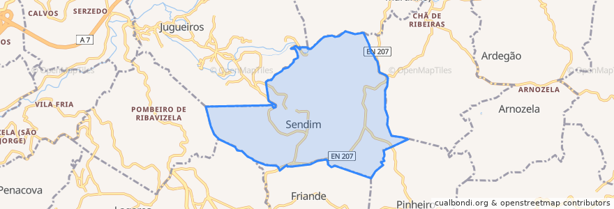 Mapa de ubicacion de Sendim.