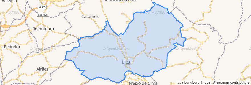 Mapa de ubicacion de Vila Cova da Lixa e Borba de Godim.