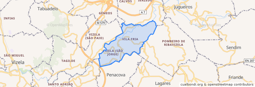 Mapa de ubicacion de Vila Fria e Vizela (São Jorge).