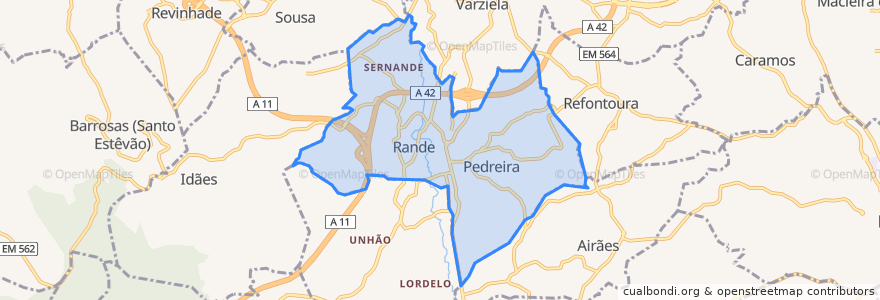 Mapa de ubicacion de Pedreira, Rande e Sernande.