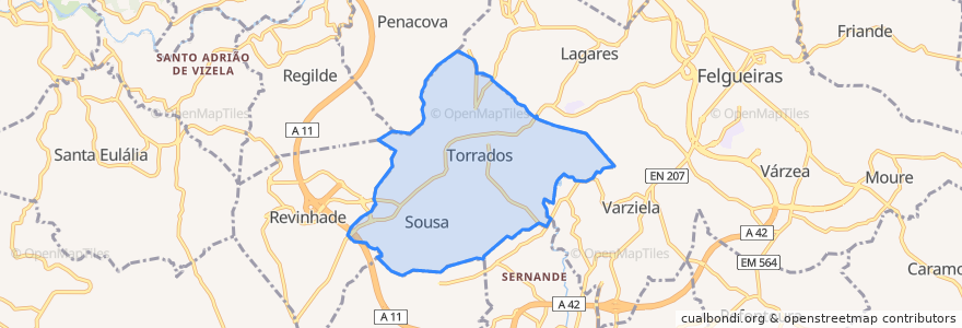 Mapa de ubicacion de Torrados e Sousa.