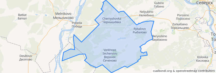 Mapa de ubicacion de Рыбаловское сельское поселение.