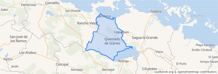 Mapa de ubicacion de Quemado de Güines.